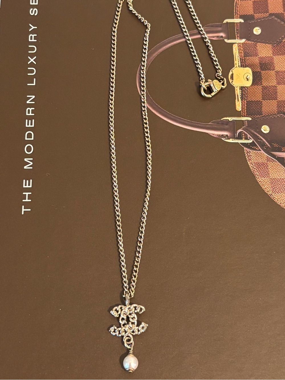 Authentic Chanel CC Pearl Drop Necklace